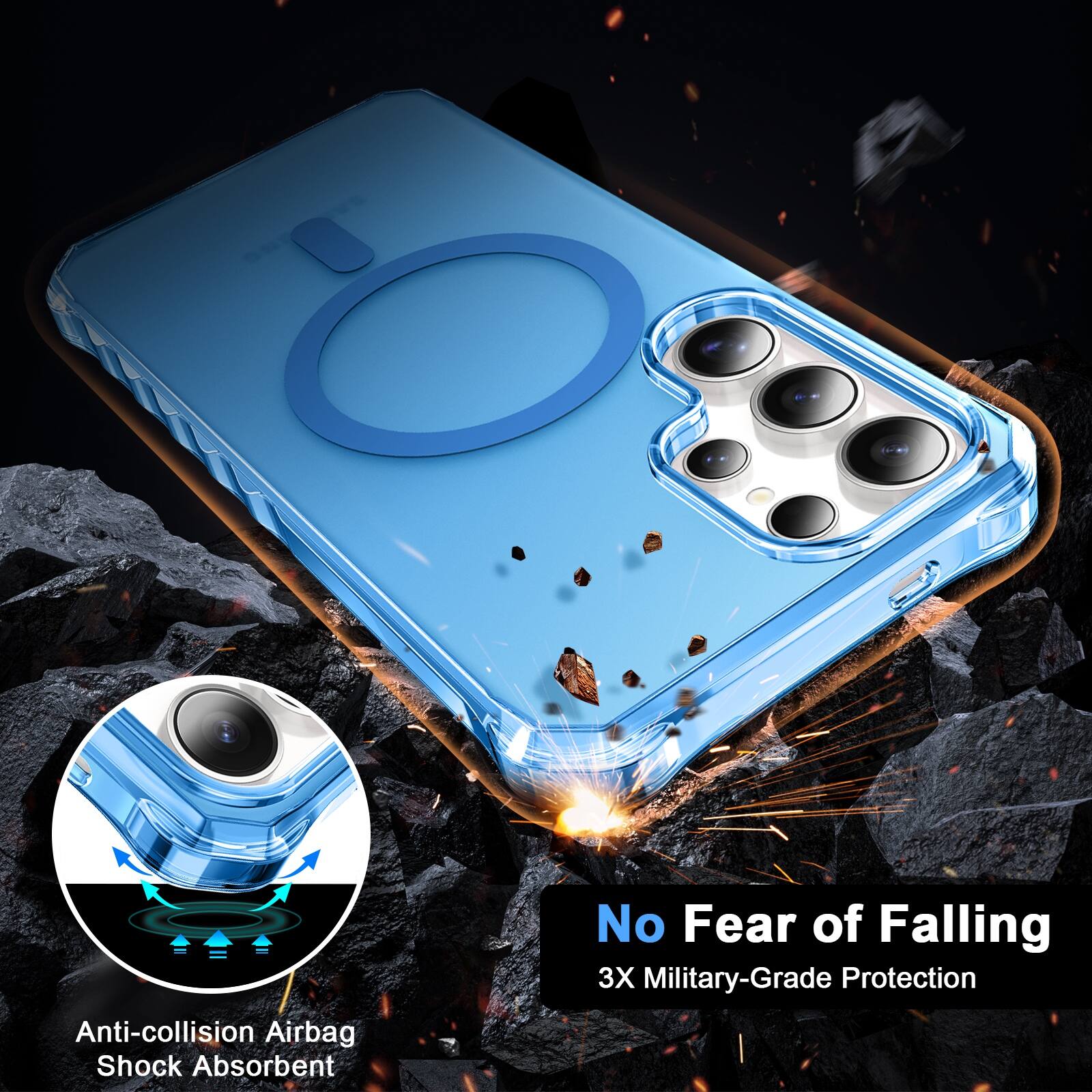 Anti-collision Airbag Shock Absorbent  
No Fear of Falling  
3X Military-Grade Protection