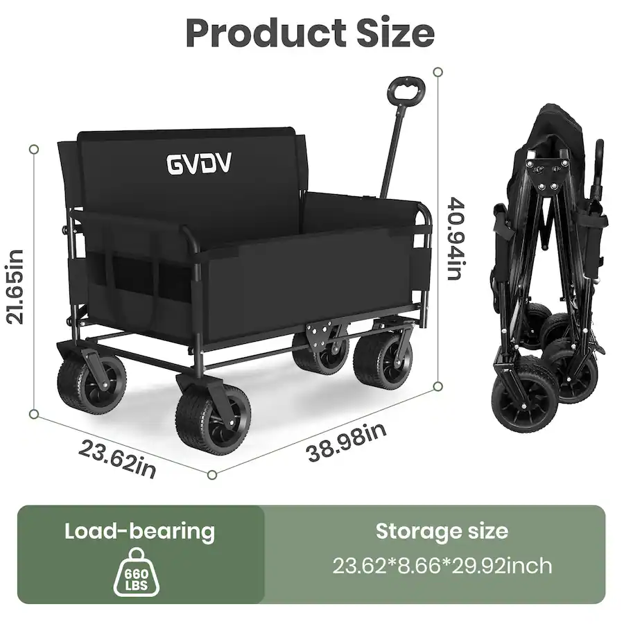 Load Bearing Bench GVDV Heavy Duty Folding Wagon with Bench Seat – 580lbs Large ...