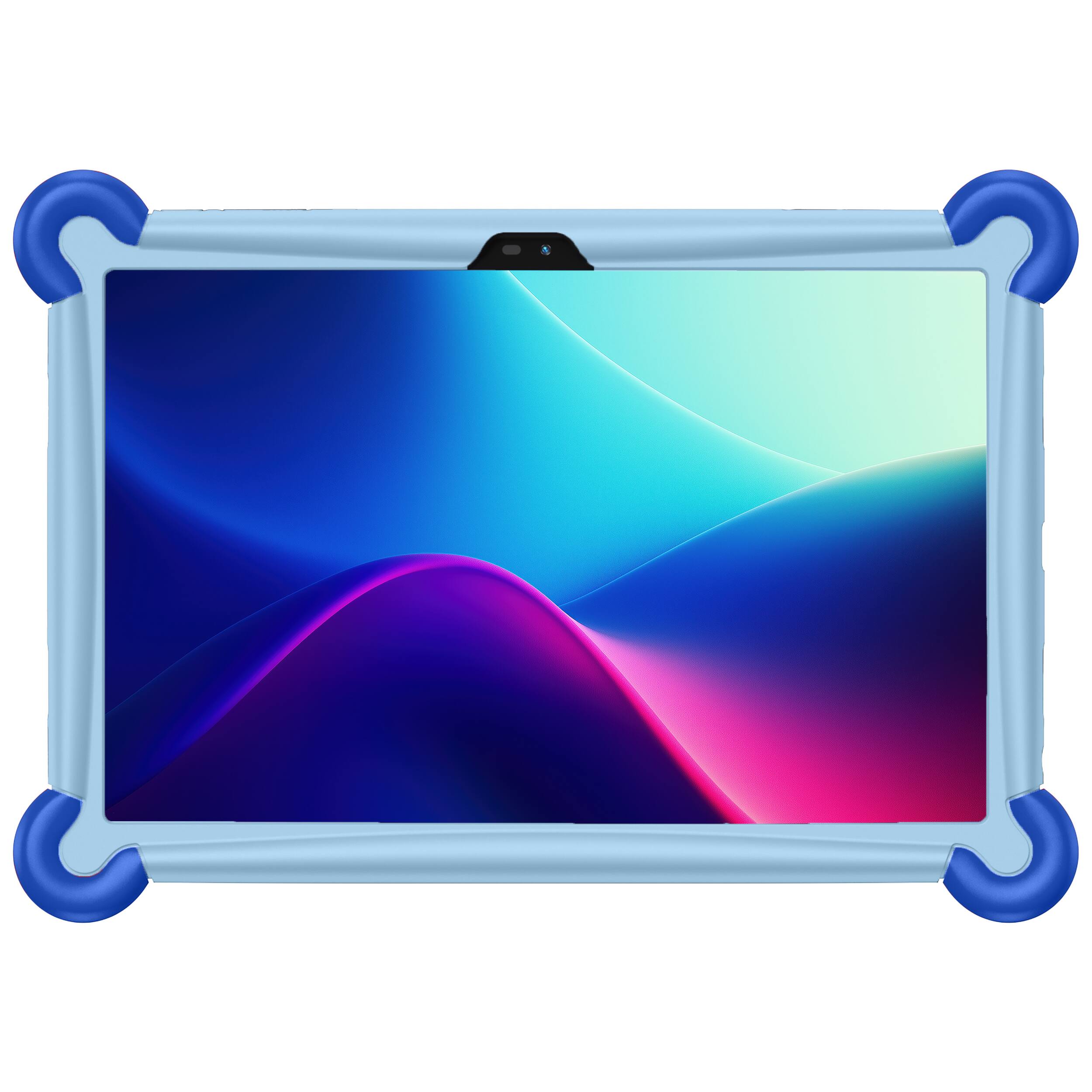 Angle. Visual Land - 11" FHD 128GB Tablet - Hybrid Adult/Kids - MediaTek G99 Octa-Core - Android 15 - Google Kids Space - w/ Bumper Case - Blue.