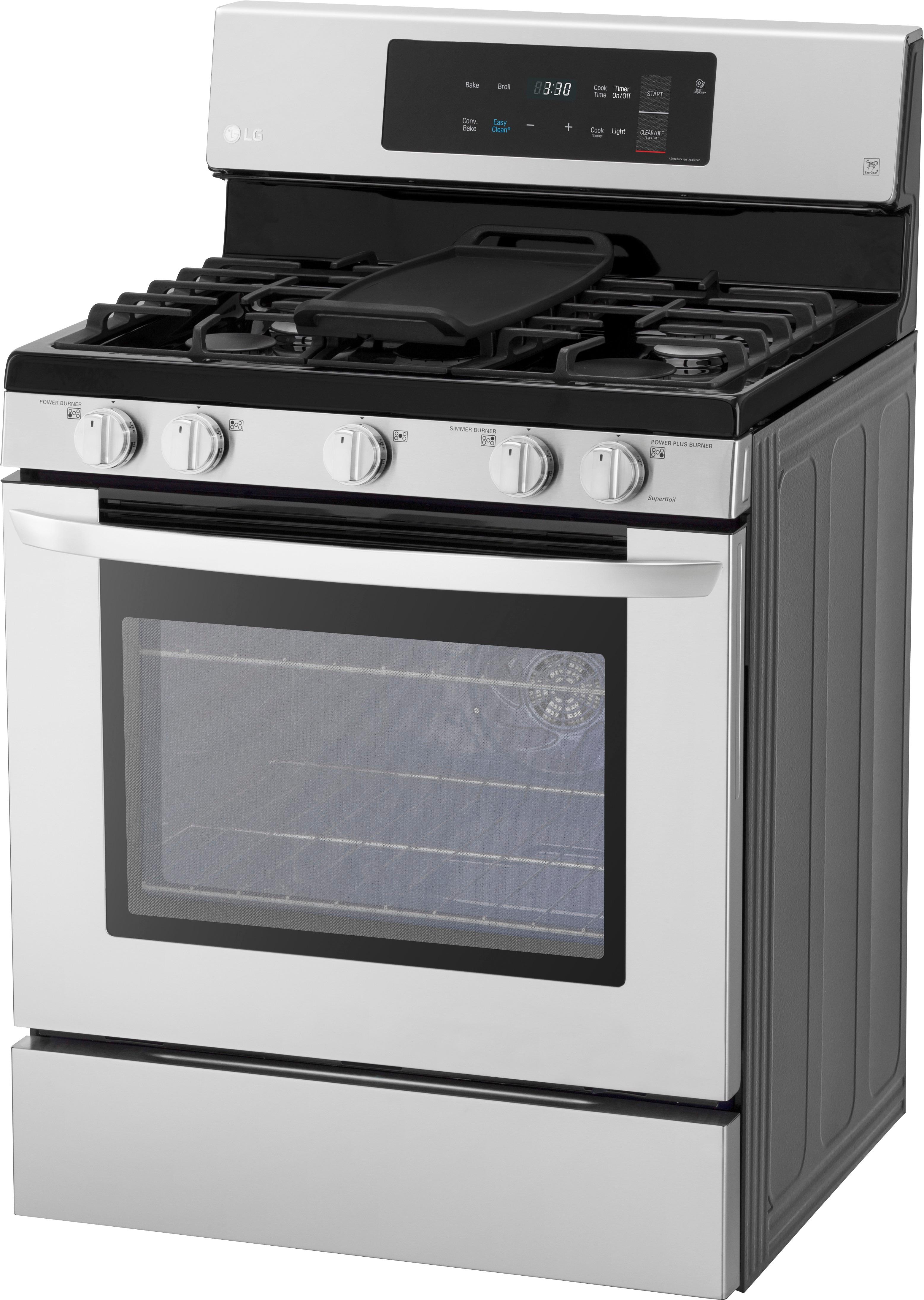 LG EasyClean 30-in 5 Burners 5.4-cu ft Freestanding Natural Gas Range  (Stainless Steel) in the Single Oven Gas Ranges department at