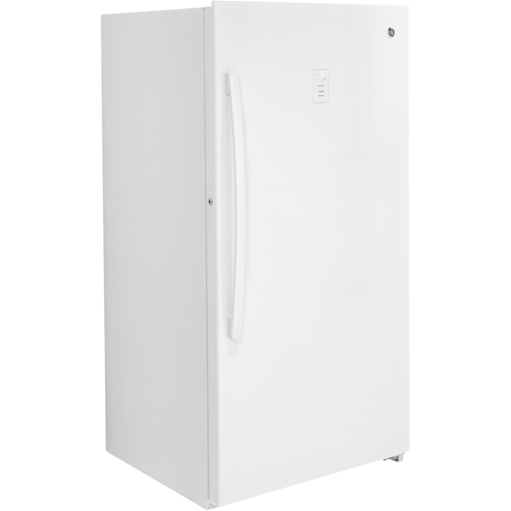 Left View: GE - 17.3 Cu. Ft. Frost-Free Upright Freezer - White