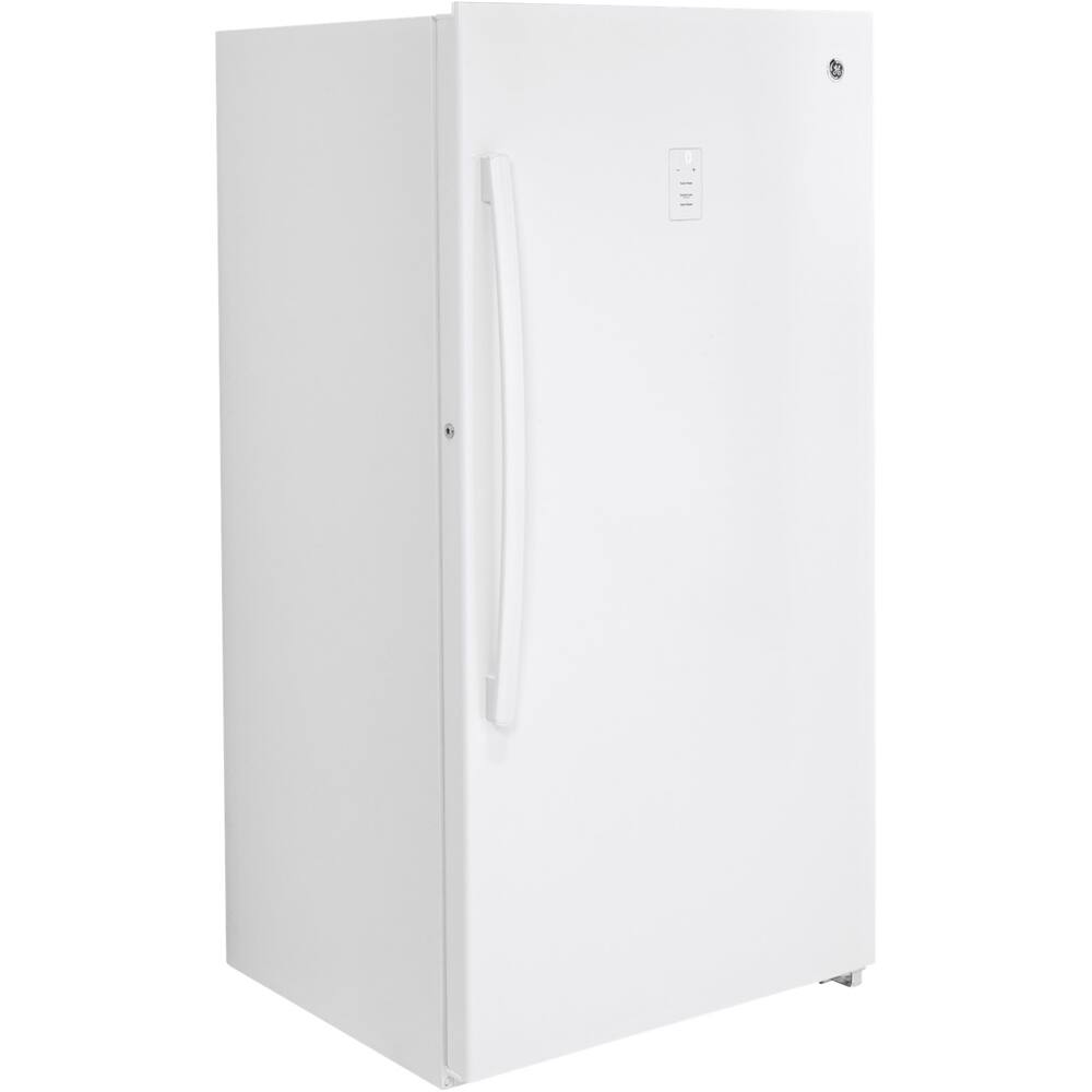 Left. GE - 17.3 Cu. Ft. Frost-Free Upright Freezer - White.