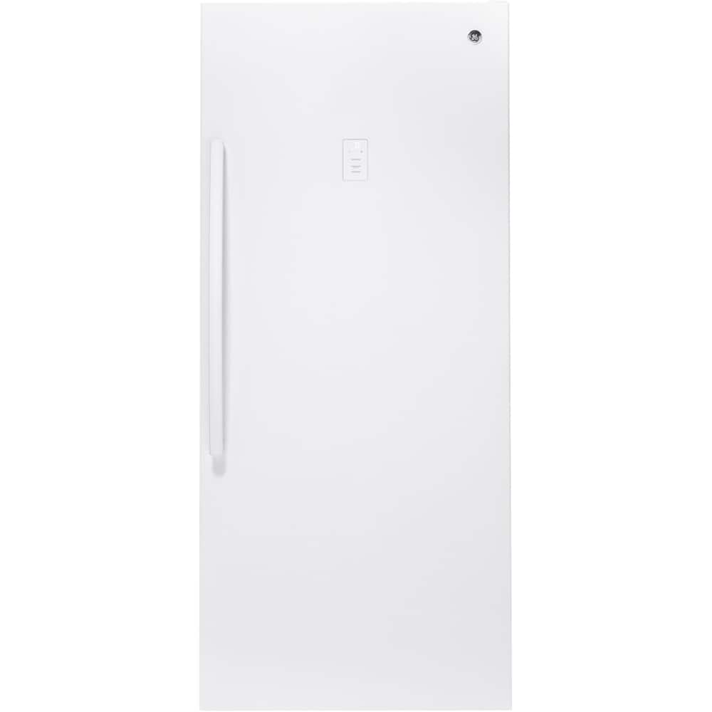 Front. GE - 21.3 Cu. Ft. Frost-Free Upright Freezer - White.