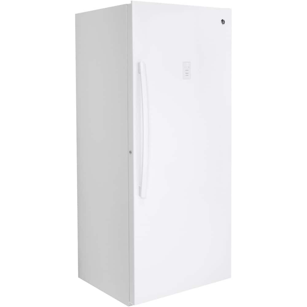 Left. GE - 21.3 Cu. Ft. Frost-Free Upright Freezer - White.
