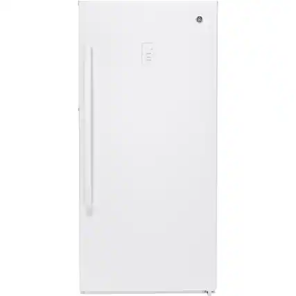 Front. GE - 14.1 Cu. Ft. Frost-Free Upright Freezer - White.
