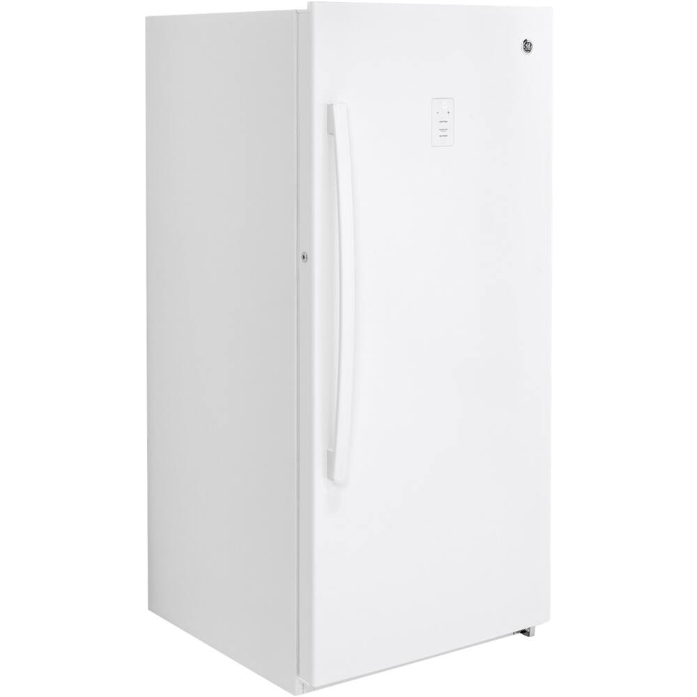 Left. GE - 14.1 Cu. Ft. Frost-Free Upright Freezer - White.