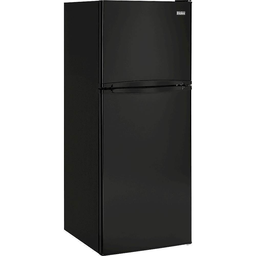 Angle. Haier - 9.8 Cu. Ft. Top-Freezer Refrigerator - Black.