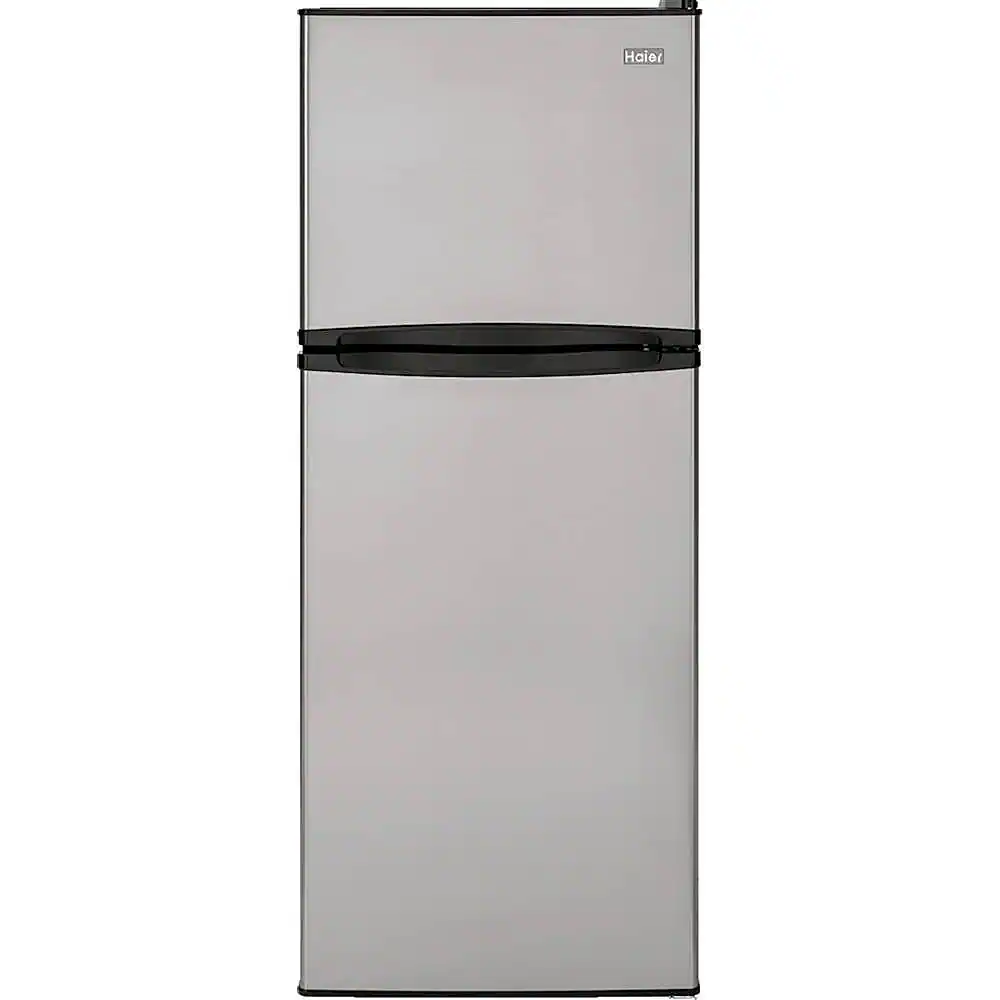 Haier - 9.8 Cu. Ft. Top-Freezer Refrigerator with Adjustable Spill Proof Glass Shelves - Stainless Steel