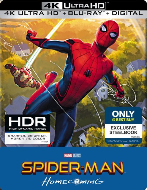 Front Standard. Spider-Man: Homecoming [Digital Copy] [4K Ultra HD Blu-ray/Blu-ray] [SteelBook] [Only @ Best Buy] [2017].