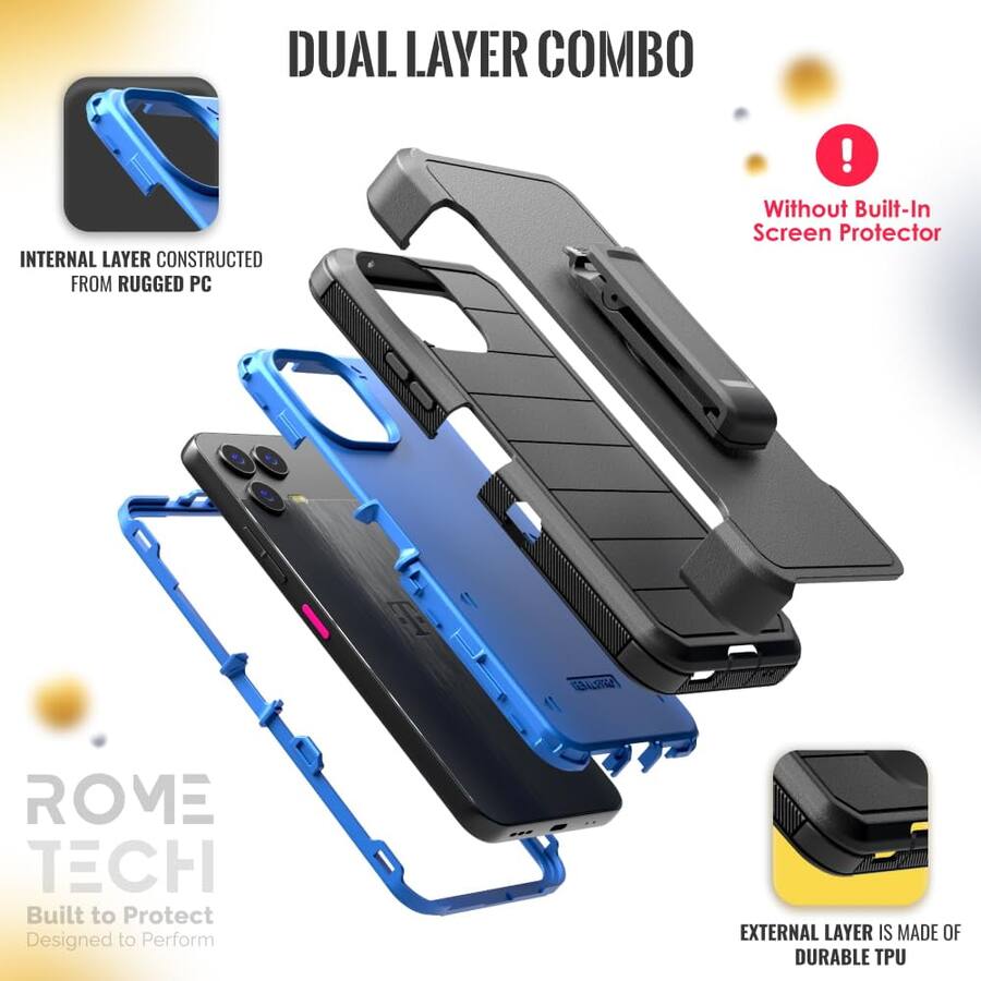 Phone Case Rome Tech RomeTech Defender Case for T Mobile REVVL 8 Pro Black / Blue Black ...