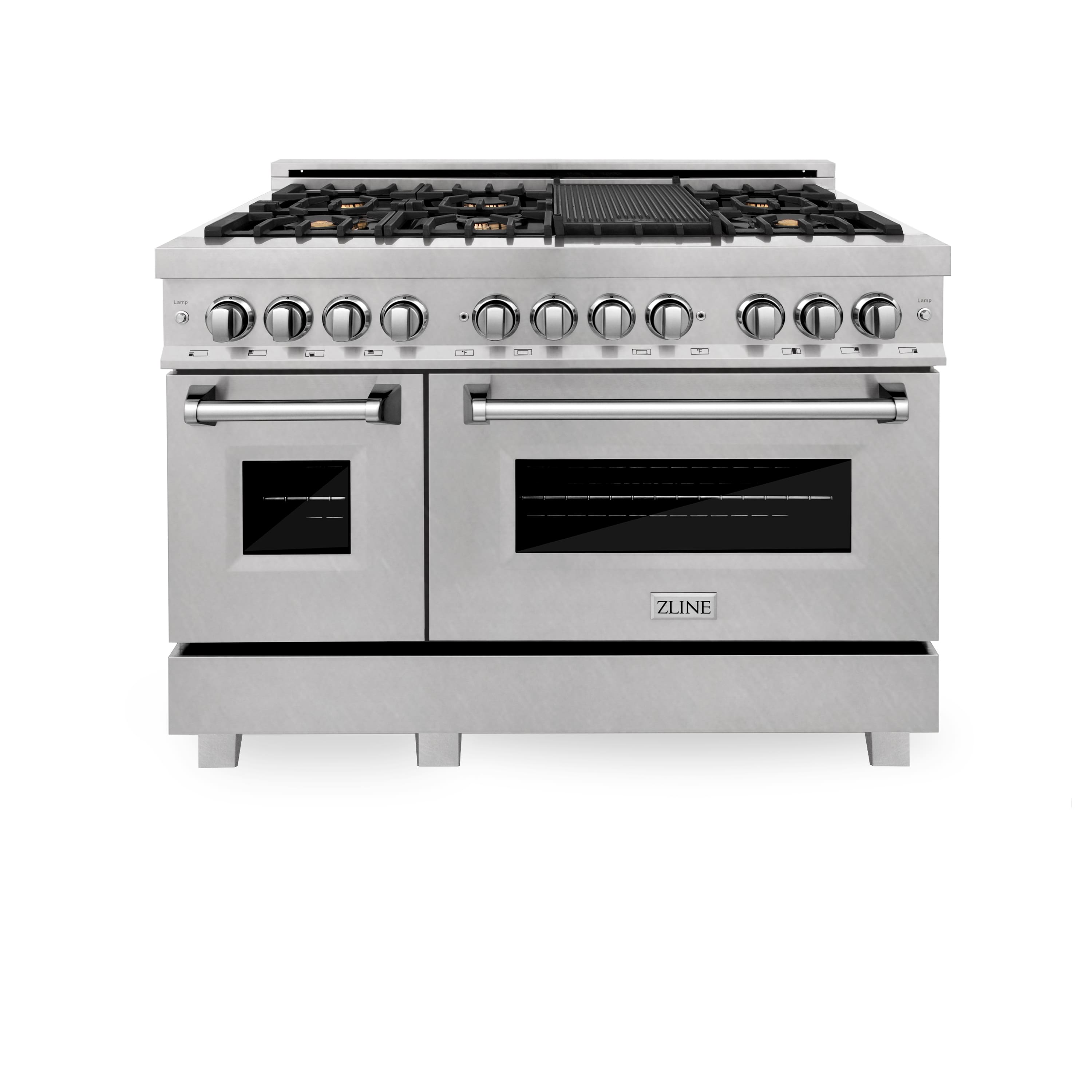 ZLINE - 48 in. Legacy Dual Fuel Range with 6 Brass Burners (RAS-SN-BR-48) - Satin Stainless Steel - Front_Zoom