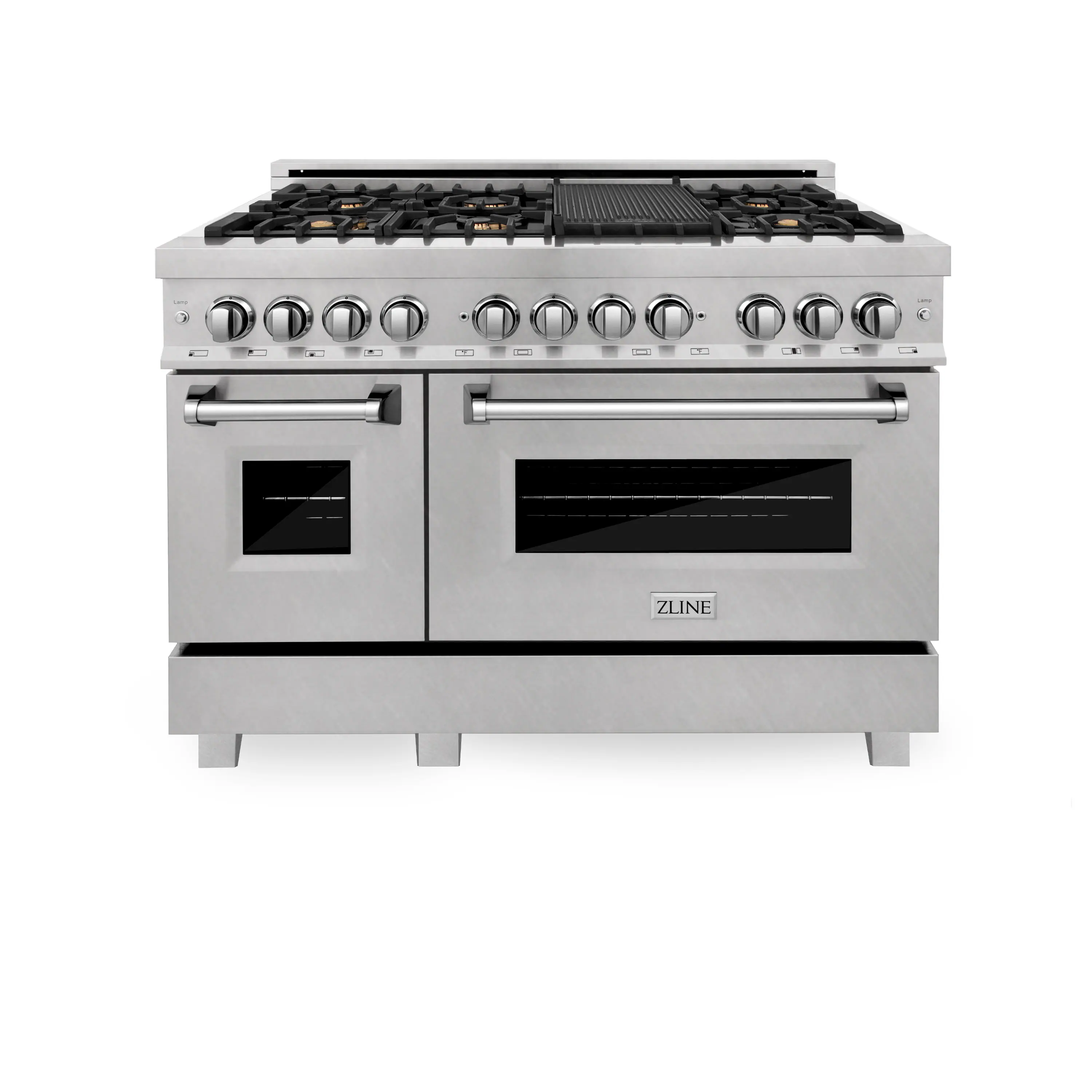 ZLINE - 48 in. Legacy Dual Fuel Range with 6 Brass Burners (RAS-SN-BR-48) - Satin Stainless Steel
