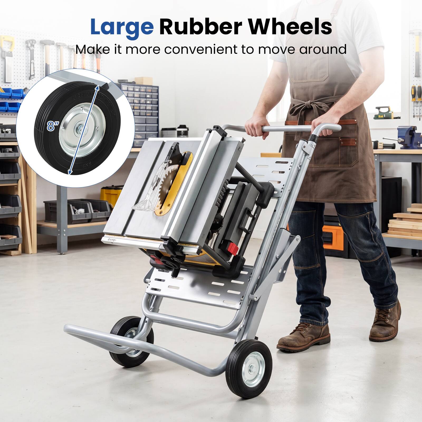 Large Rubber Wheels Make it more convenient to move around