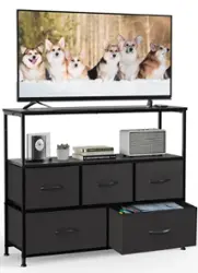 Bestier - 7 Drawer 38 in.W Fabric Storage Tower Dresser Wooden Top for Kid Room, Closet, Entryway, Nursery - Black - Front_Zoom