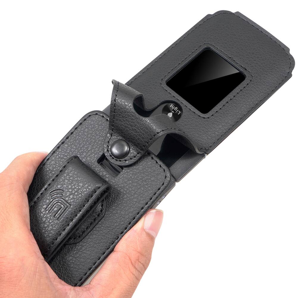 Alt View 8. Nakedcellphone - Case for Jitterbug Flip 3 Phone - Vegan Leather with Belt Clip - Black.