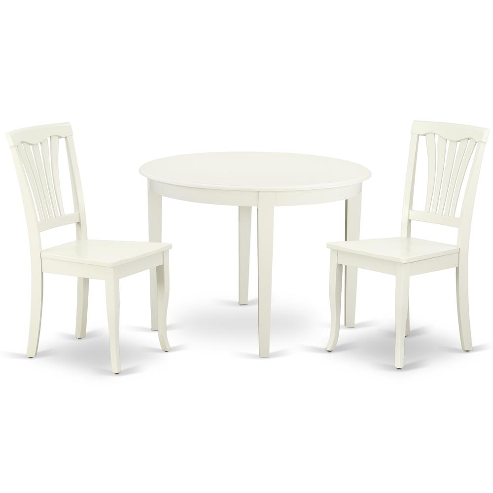 Back. East West Furniture - Dining Room Set Linen White - Brown.