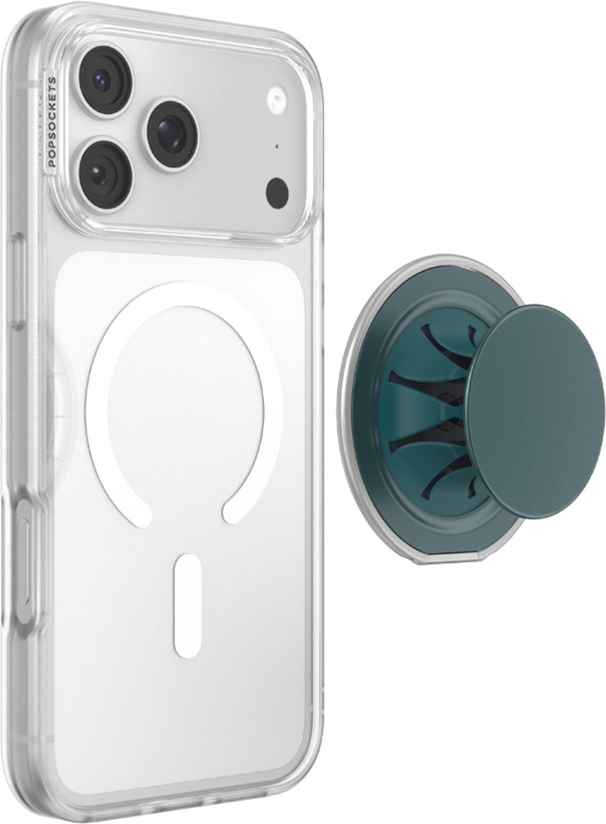 Alt View 2. PopSockets - PopSockets Low-Pro Grip for MagSafe, Ultra-Thin Magnetic Phone Grip with Kick-Out Stand - Navy.
