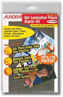 Front Standard. Aurora - Hot Lamination Pouch Starter Kit.