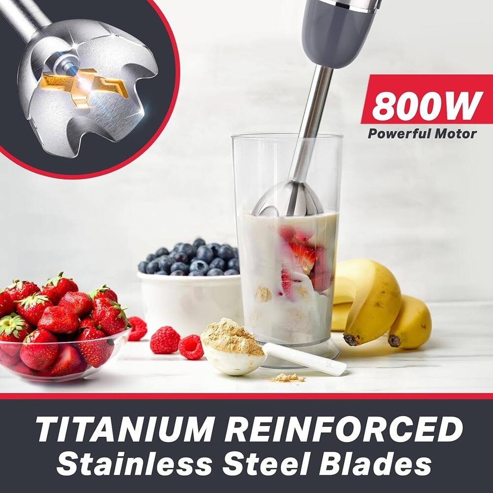 800W Powerful Motor

TITANIUM REINFORCED Stainless Steel Blades