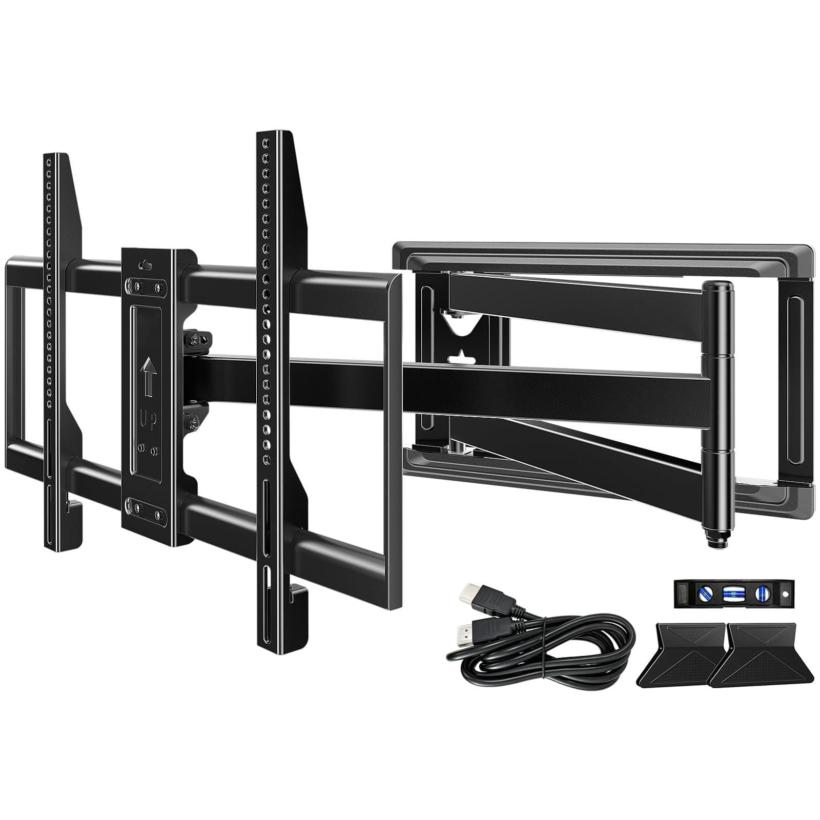 Dazzed Corner - Full Motion TV Wall Mount for 32"-80" TVs, Swivel Tilt 30.12" Extension Long‑Arm, Max VESA 600x400mm, 110lbs Load - Black