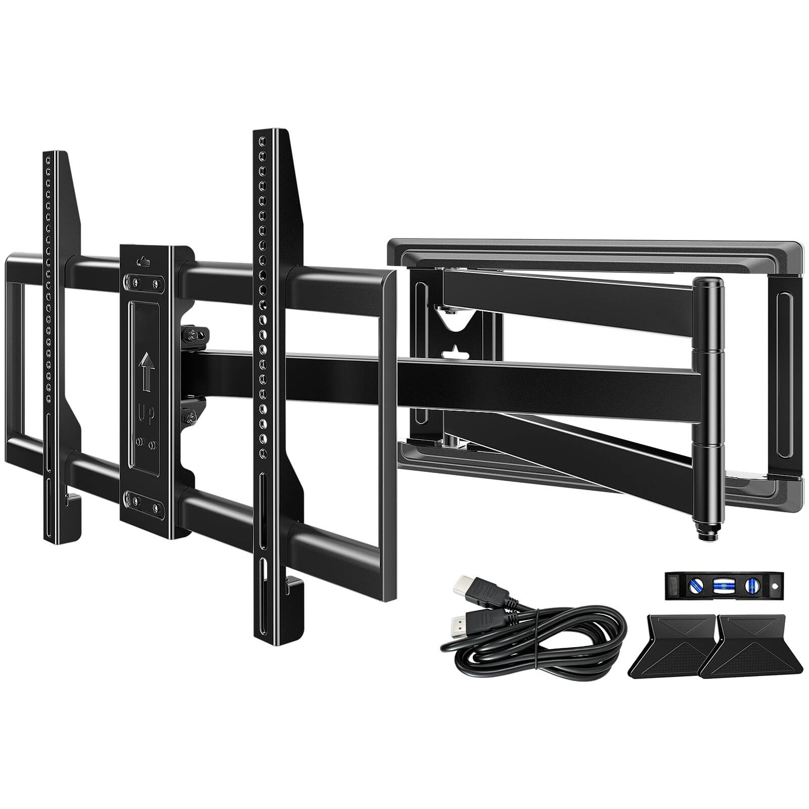 Front. Dazzed Corner - Full Motion TV Wall Mount for 32"-80" TVs, Swivel Tilt 30.12" Extension Long‑Arm, Max VESA 600x400mm, 110lbs Load - Black.