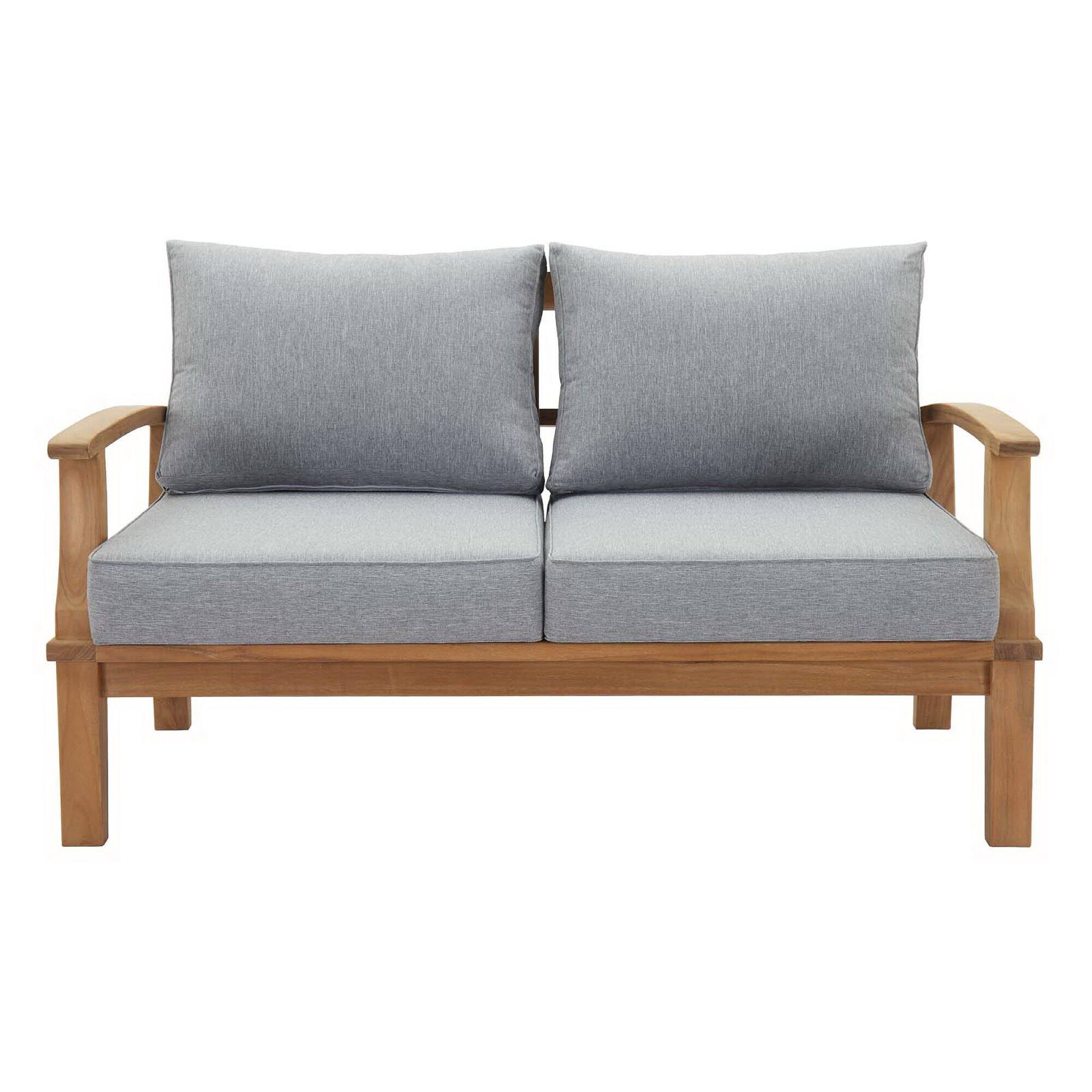 Alt View 2. Modway - Marina Outdoor Patio Teak Loveseat by Modway - Natural Gray.