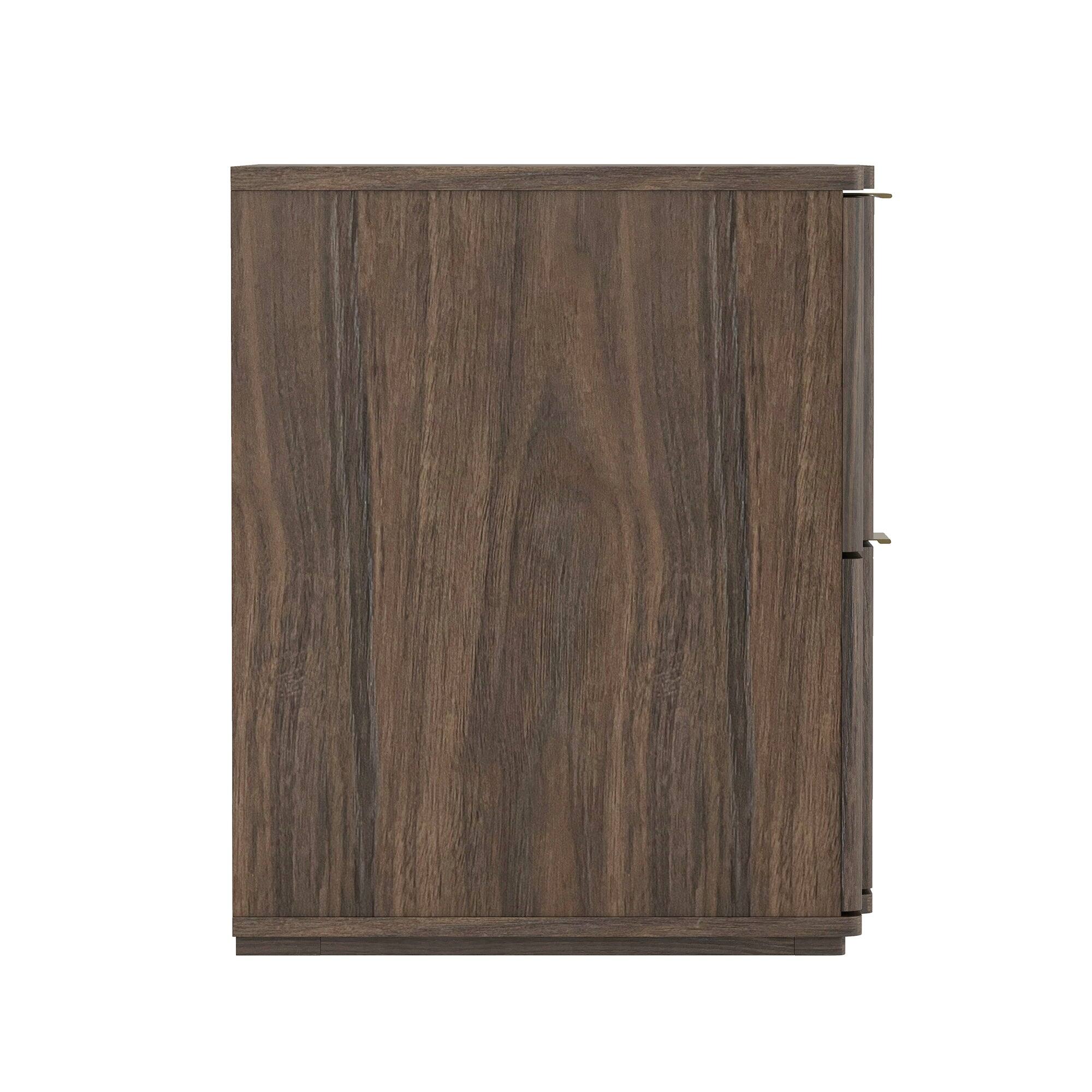 Alt View 3. Manhattan Comfort - Clive Mid-Century Modern 22" Nightstand - Walnut and Gold.