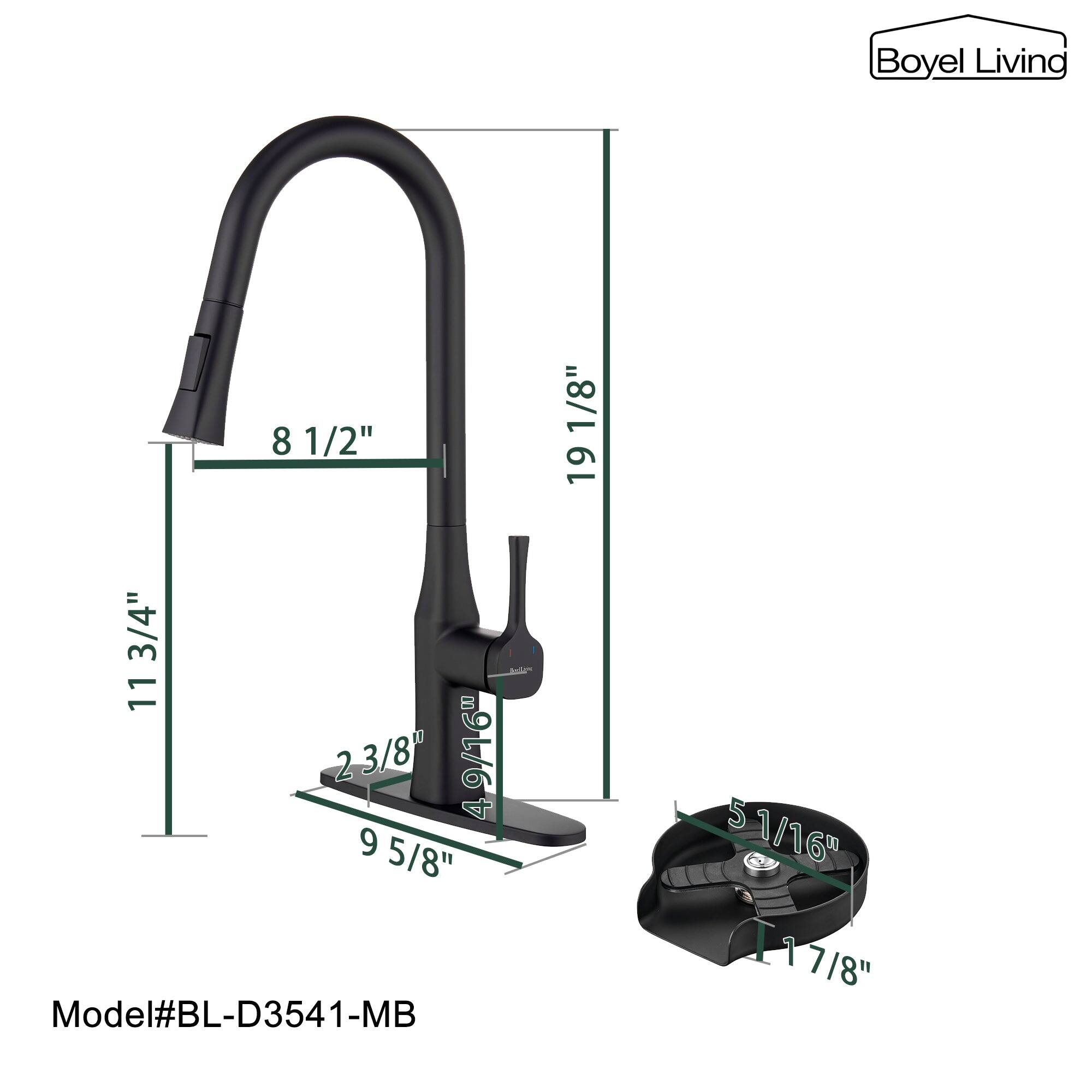 Boyel Living Model#BL-D3541-MB 8 1/2" 19 3/4" 11 2 3/8 4,9/16" 4 9 5/8" 5 1/16" 17/8"