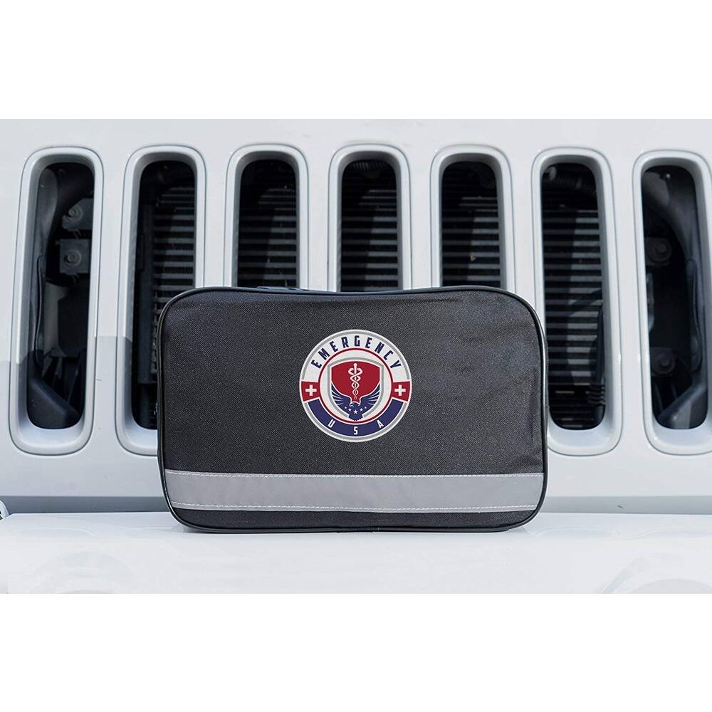 Angle. MOSZAR LLC - Black Car Emergency Kit with Jumper Cables, First Aid & Safety Tools.