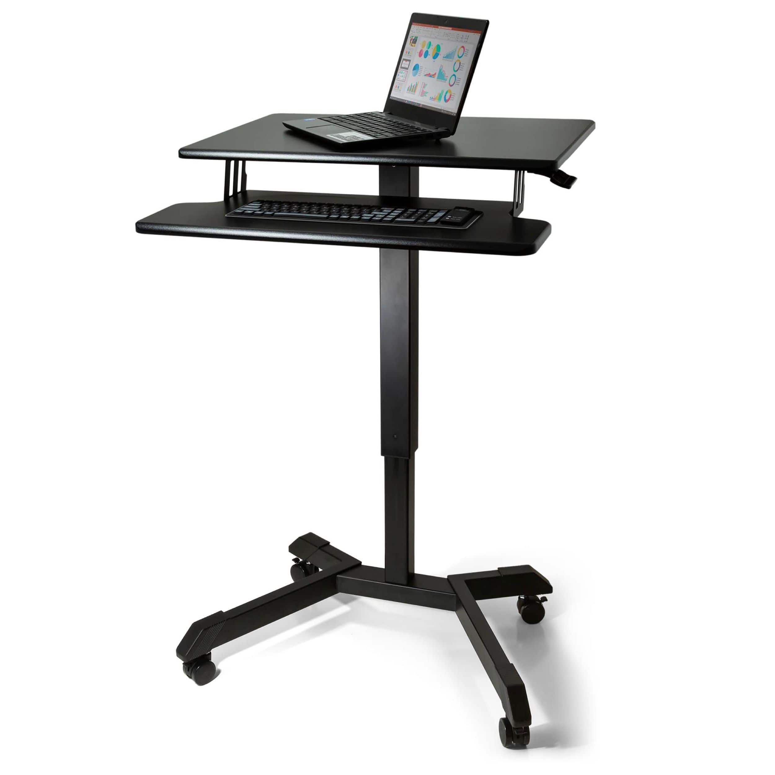Alt View 11. Victor - Mobile Adjustable Standing Desk with Keyboard Tray 25.6" Wide - Black.