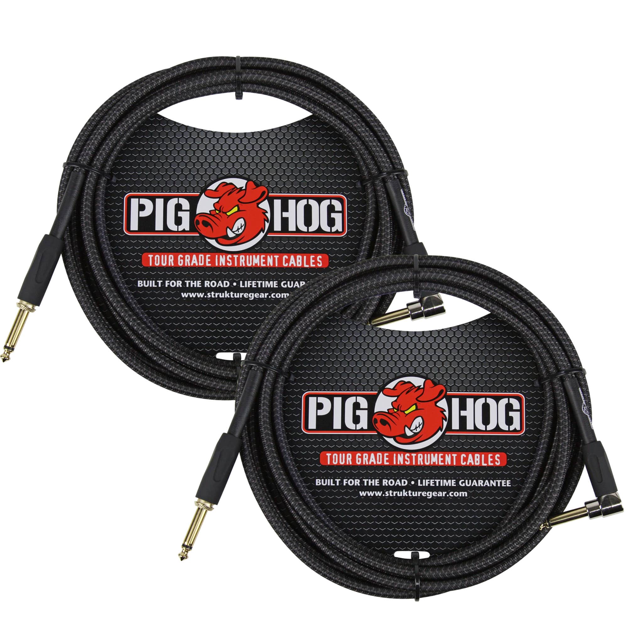"Pig Hog - 2x Woven Tour Grade Instrument Cable 1/4"" to 1/4"" Right Angle 10ft , PCH10BKR - Black" price history on PriceWatchPro