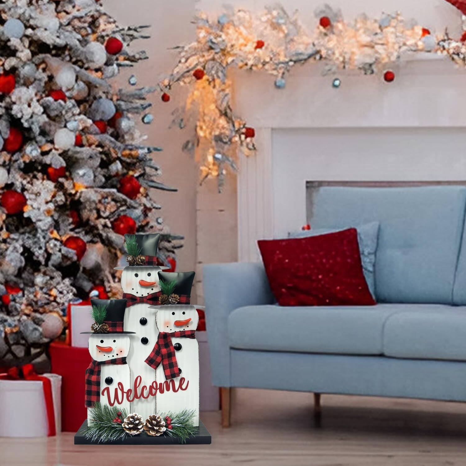 Alt View 7. NICHOLAS KLEIN - Christmas Decorations For Home Farmhouse Snowman Decoration Pinecones Merry Sign Iron Wooden Decorative Blo... - Snowman.