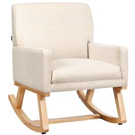 Gymax - Mid Century Fabric Rocking Chair Upholstered Accent Armchair Lounge Chair - Beige