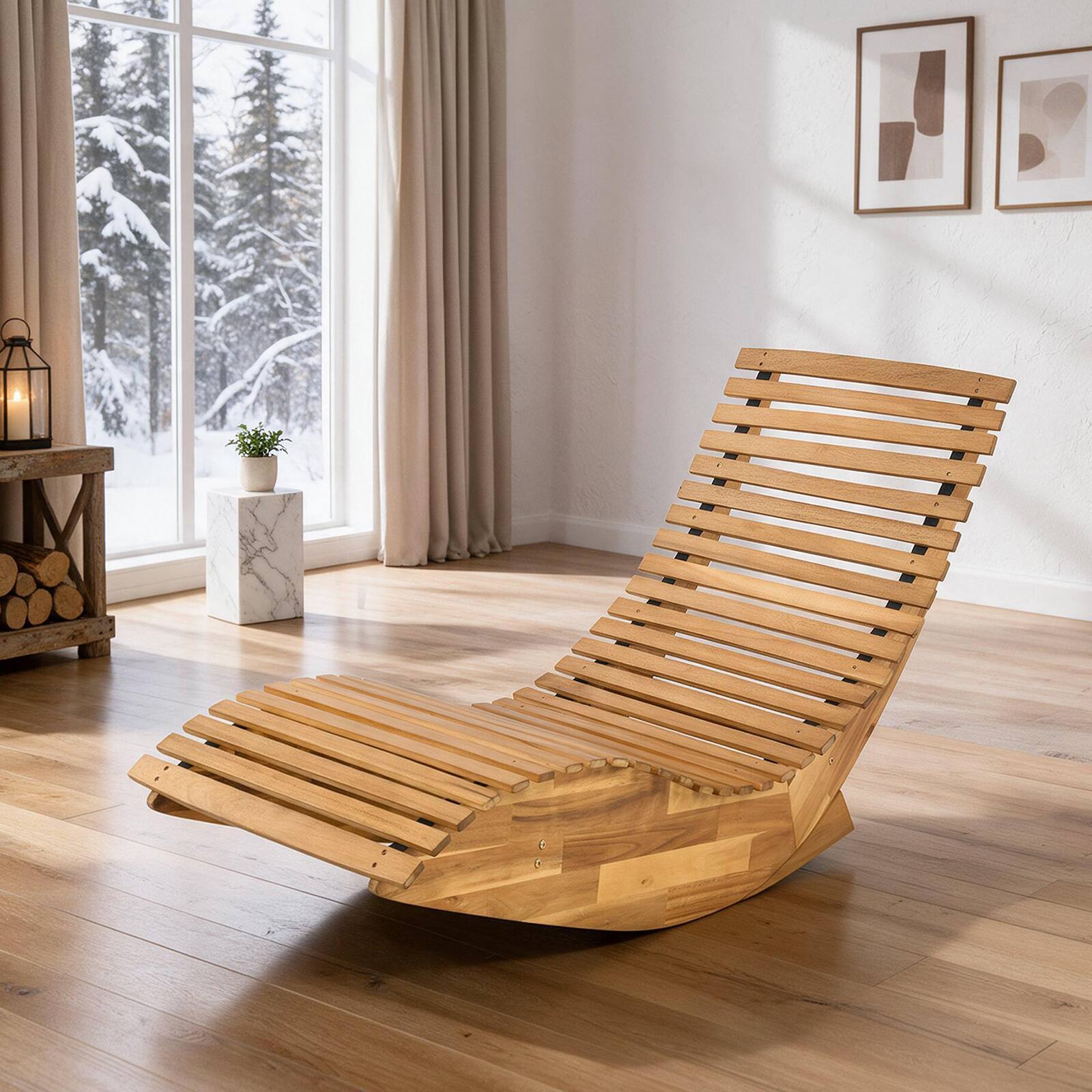 Alt View 4. Costway - Costway Set of 2 Outdoor Chaise Lounge Chair Acacia Wood Garden Lawn Deck - Natural.