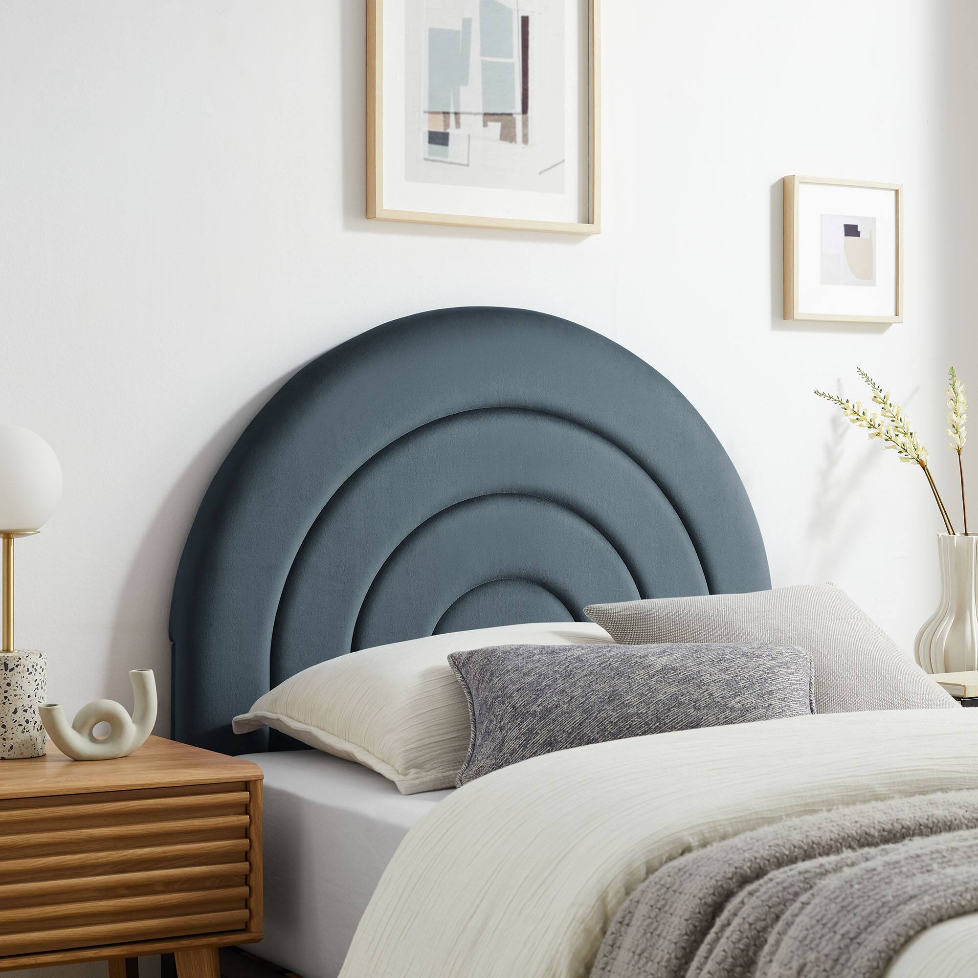 Alt View 2. Modway - Solana Arched Performance Velvet Twin Headboard by Modway - Blue.