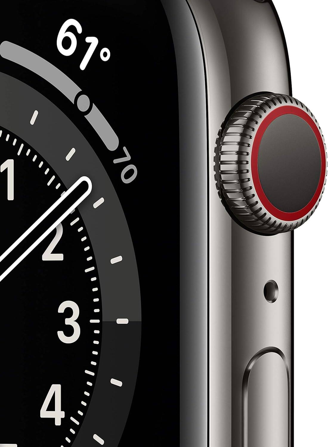 Angle. Apple - Watch Series 6 Stainless Steel 44mm A2293 (GPS + Cellular) - Graphite.