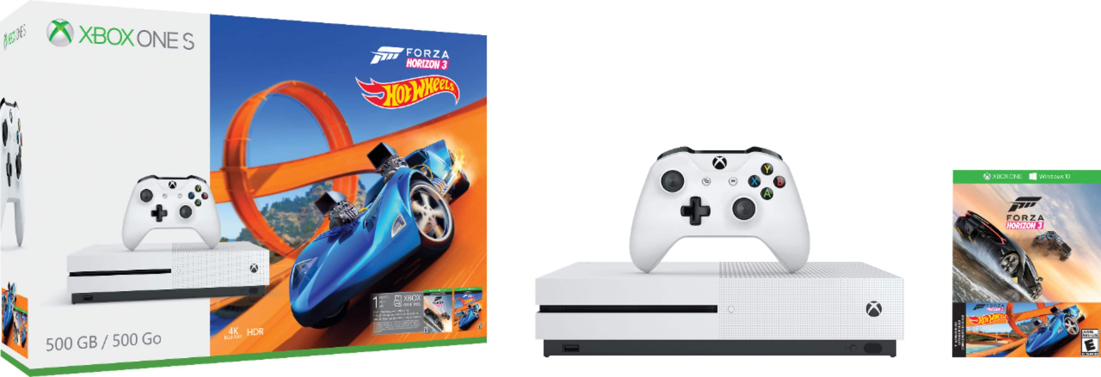 Best Buy: Microsoft Xbox One S 500GB Forza Horizon 3 Hot Wheels Console  Bundle with 4K Ultra Blu-ray White ZQ9-00202