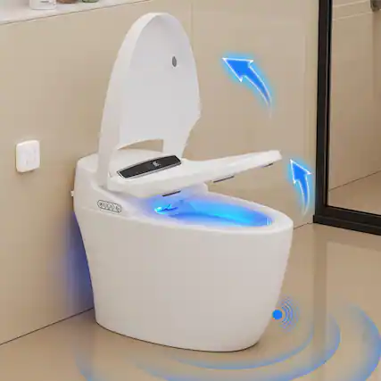 Front. Vipbear - Vipbear Smart Toilet with Heated Seat and Night Light, Tankless Toilets for Bathroom - White.