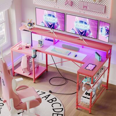 Bestier 71inch L Shaped LED Gaming Desk with Power Outlet Computer Bestier 71inch L Shaped LED Gaming Desk with Power Outlet Computer
