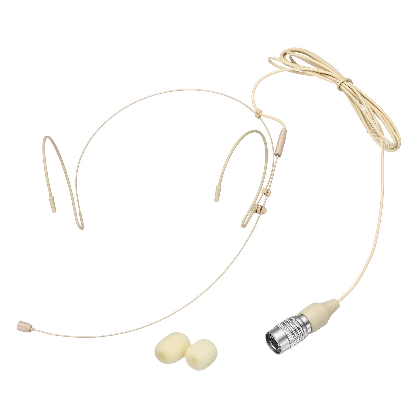 Unique Bargains - Ear Hook Headset Microphone Double Over Ear Omnidirectional Wired Condenser with Audio Technical Type Plug 3.9ft Cable - Beige