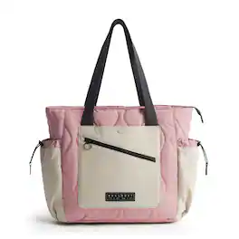 Bagsmart - Paz 23L Quilted Travel Tote Bag, Lightweight Work Shoulder Bag with 15.6 Inch Laptop Compartment, Casual Daypack Handbag - Pink