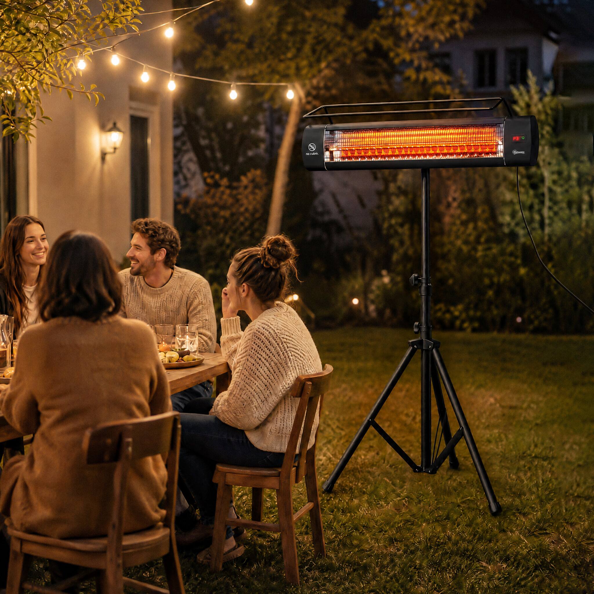 Alt View 7. Outsunny - Patio Heater, 1500 W Standing IP65 Outdoor Infrared Heater with Tripod, 3 Heat Levels - Black.