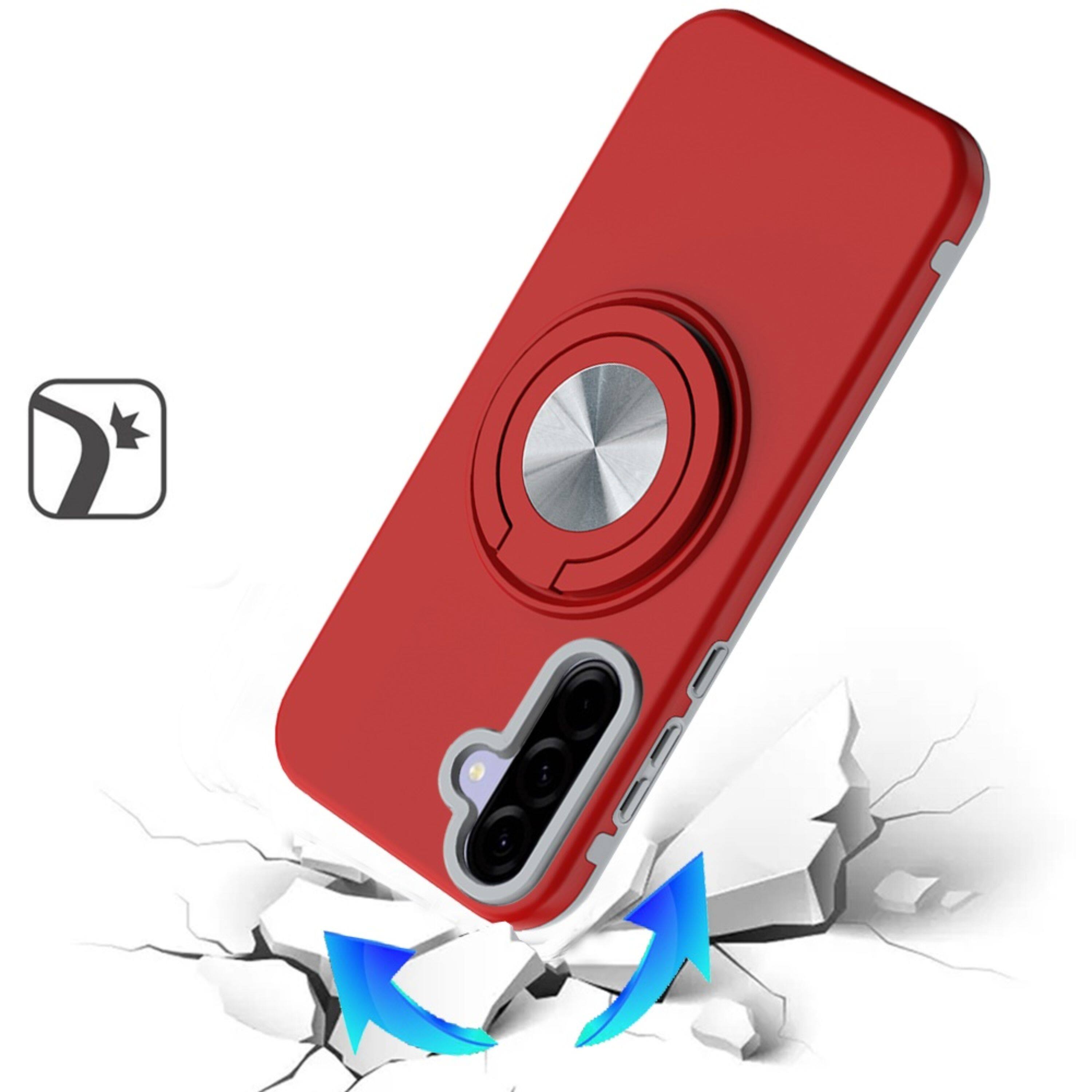 Left. Kitcheniva - Solid Rugged Shockproof Phone Case With Tempered Glass For Samsung Galaxy A37 5G Blue - Blue.
