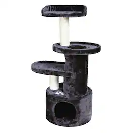 TRIXIE - Oviedo Plush 3-Level Cat Tree with Sisal Scratching Posts, Condo & Tunnel - Dark Gray
