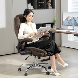 Anysun - Modern Aesthetic Velvet Diamond Pattern Executive Office Chair with Flip-up Armrest - Dark Brown