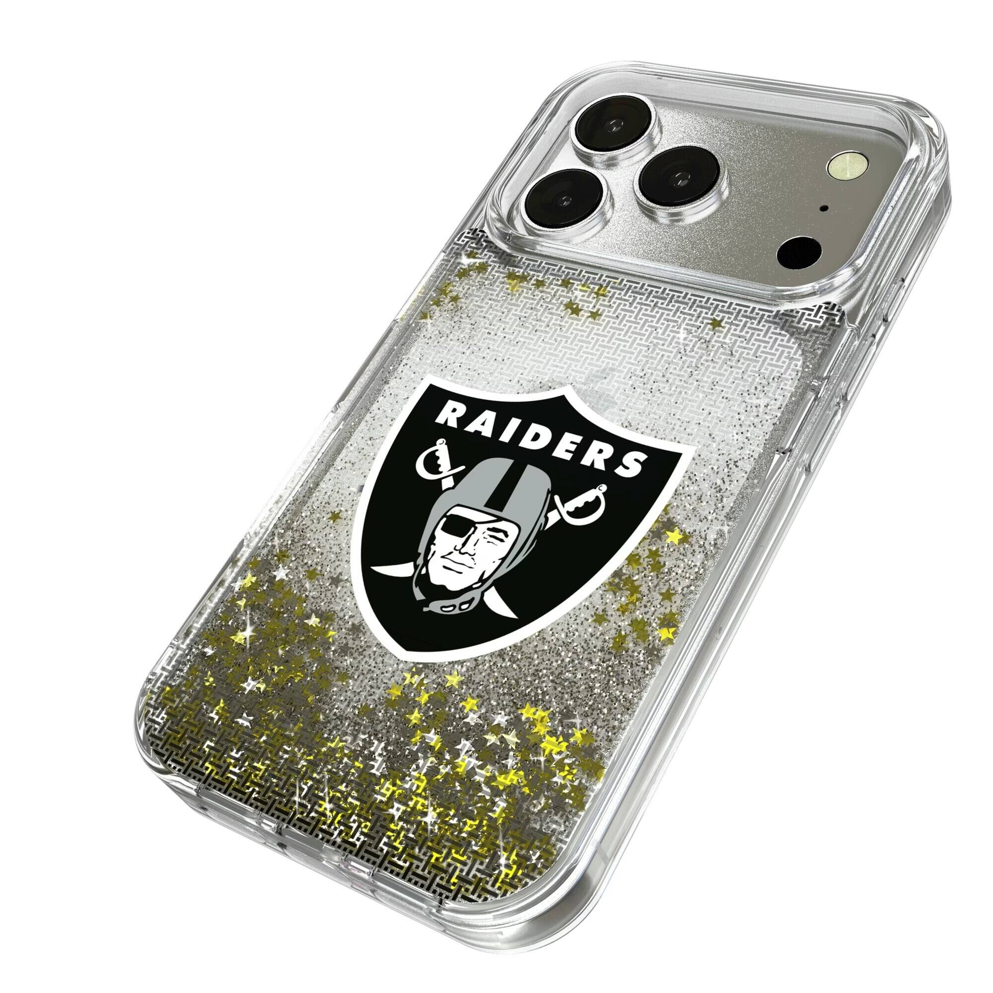 Alt View 1. Keyscaper - Las Vegas Raiders Linen Logo iPhone Glitter Case - 16 - Multicolor.