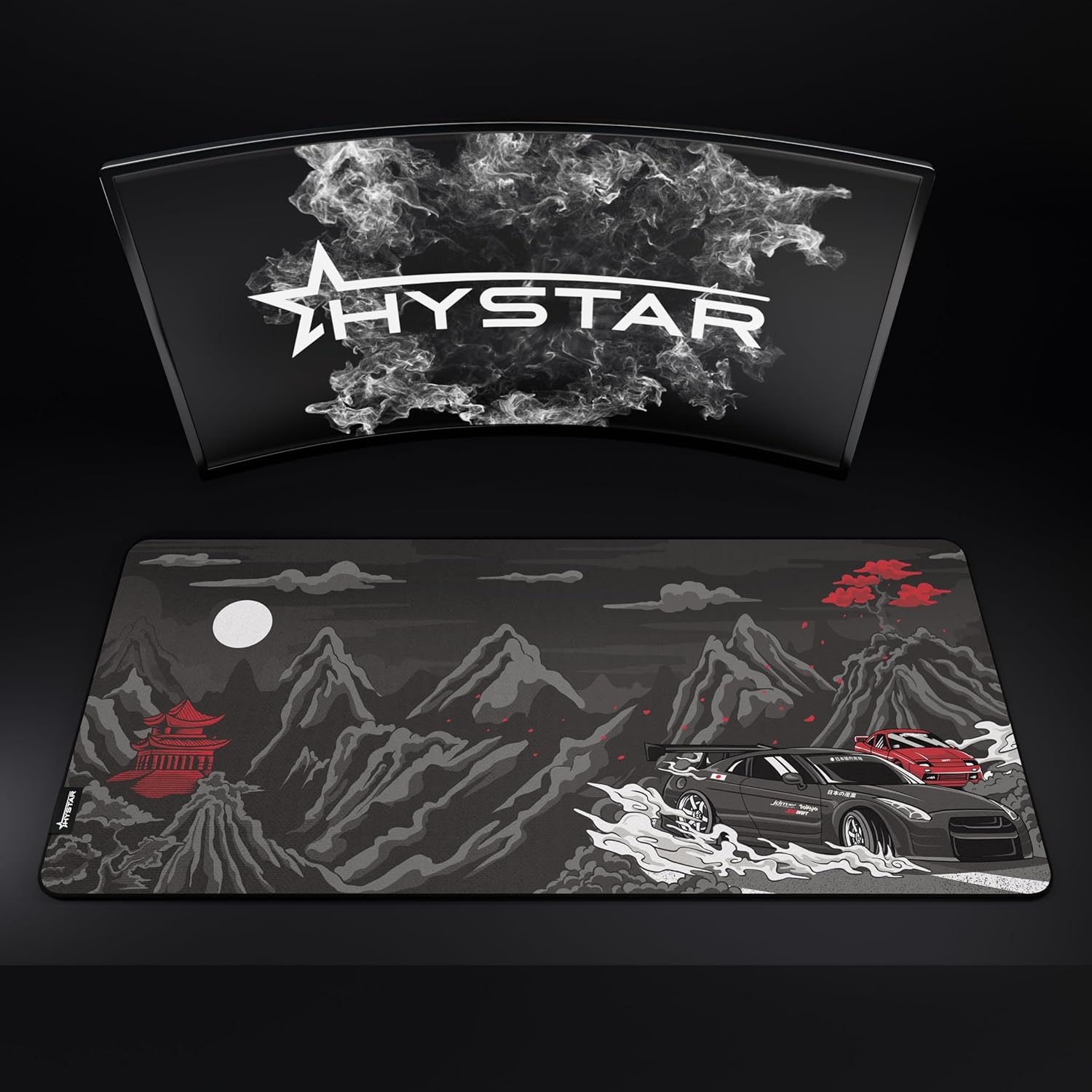 Alt View 5. Hystar - Extended Gaming Mouse Pad | XXL 36" x 16" | 5mm Thick, Waterproof Surface, Polyester Fabric, and Rubber Base | Drift - Black.