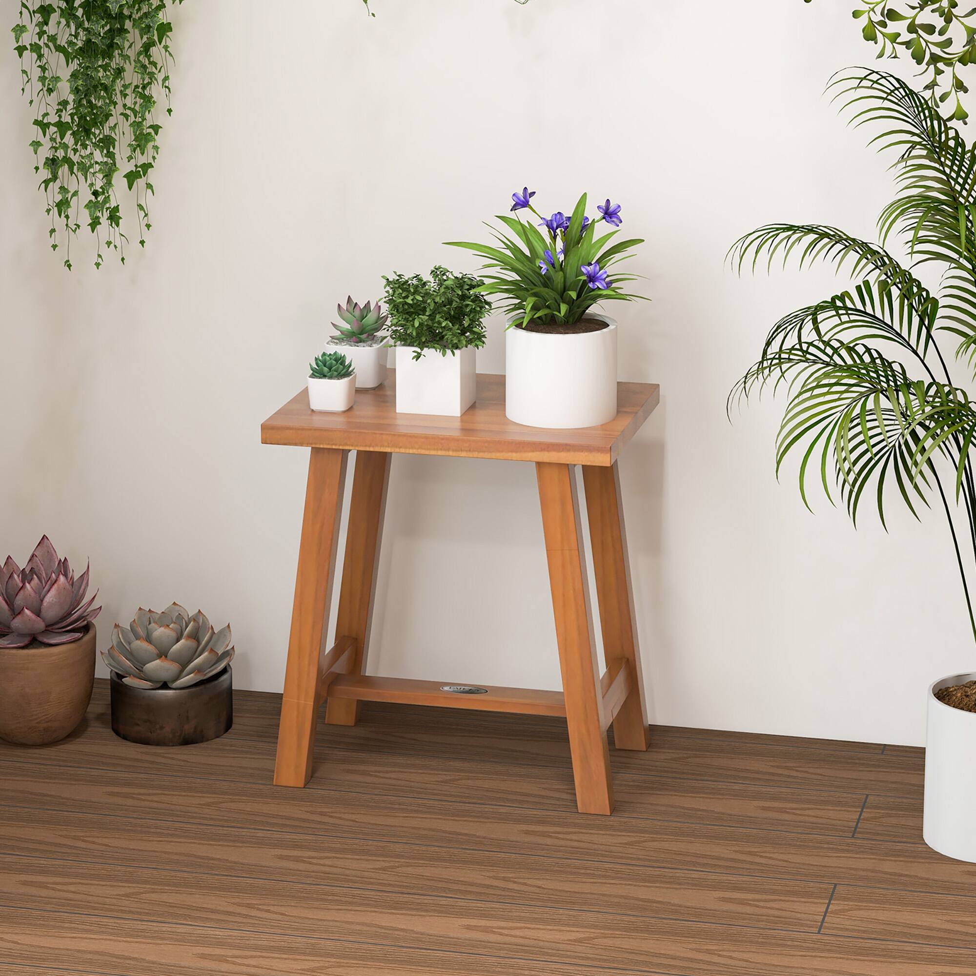 Alt View 3. Gymax - Gymax Teak Shower Bench  Bathroom Shower Stool for Shaving Legs & Spa Bath Natural - Natural.