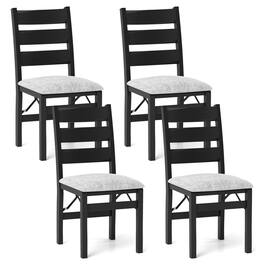 Costway - Folding Chairs Set of 4 Modern Upholstered Chairs with Comfy Backrest & Padded Seat - Black