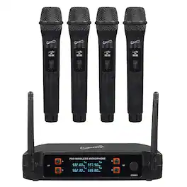 Supersonic - 4-Channel 2.4-GHz Wireless Microphone System with 4 Handheld Microphones and Receiver SC-909 - Black
